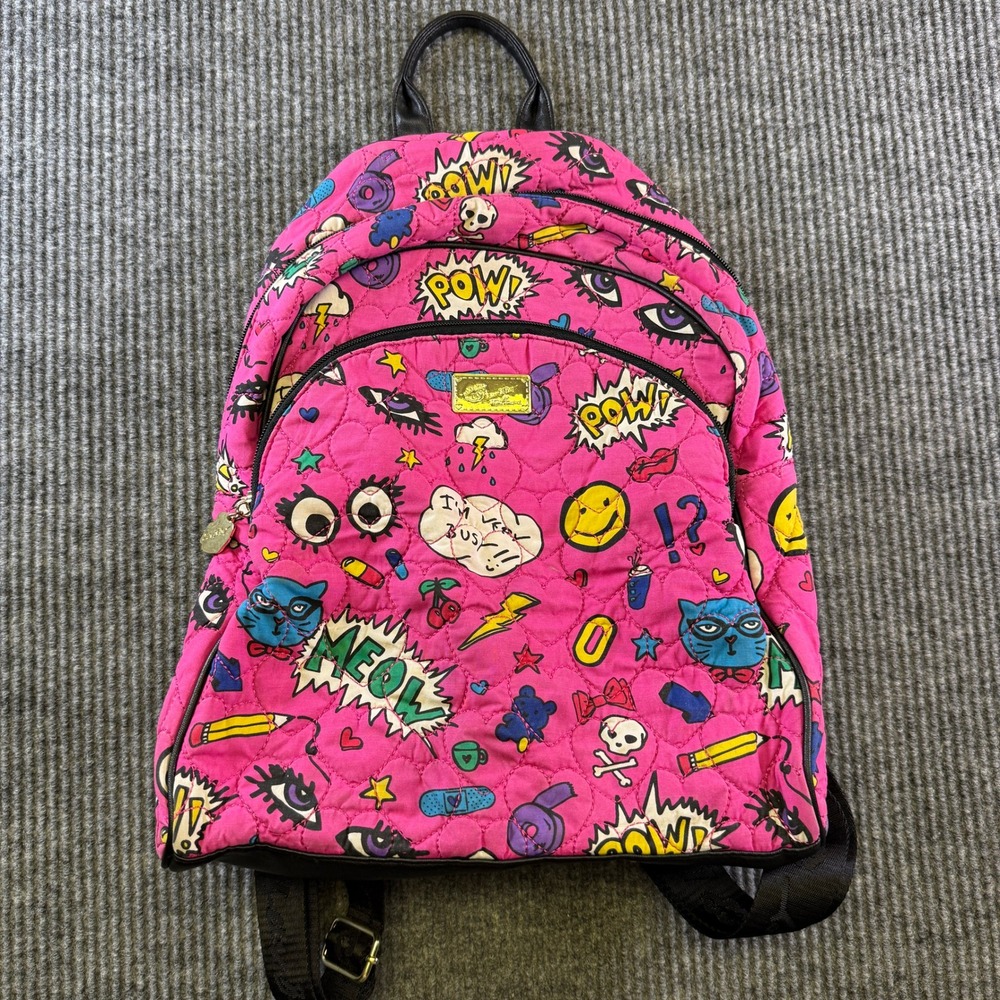 Luv Betsey by Betsey Johnson Backpack Medium Pink Pop Art Comic Print Polyester